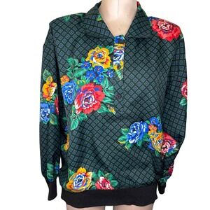 Vintage Copy Cats Women's LARGE  Pullover Jacket Long Sleeve Floral Print